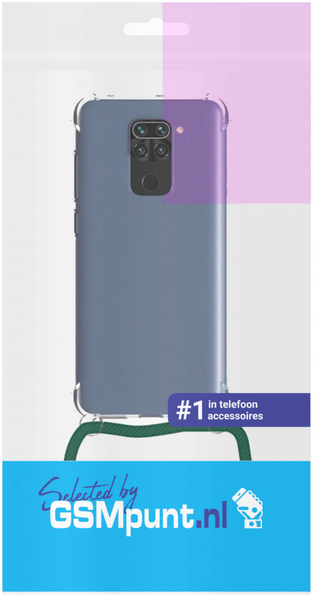 Xiaomi Redmi Note 9S / 9 Pro Hoesje Back Cover met Koord Donker Groen afbeelding 2