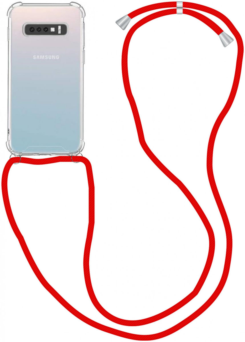 Samsung Galaxy S10 Hoesje Back Cover met Koord Rood afbeelding 1