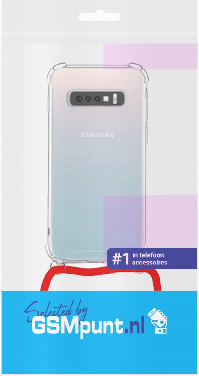Samsung Galaxy S10 Hoesje Back Cover met Koord Rood afbeelding 2