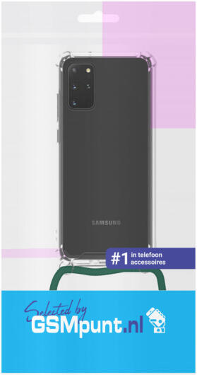 Samsung Galaxy S20 Hoesje Back Cover met Koord Donker Groen afbeelding 2