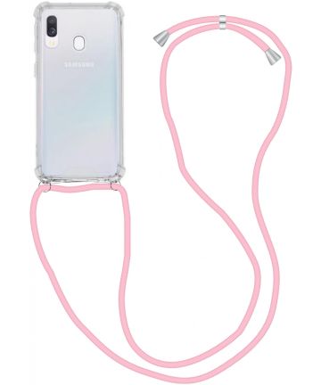 Samsung Galaxy A40 Hoesje Back Cover met Koord Roze Hoesjes