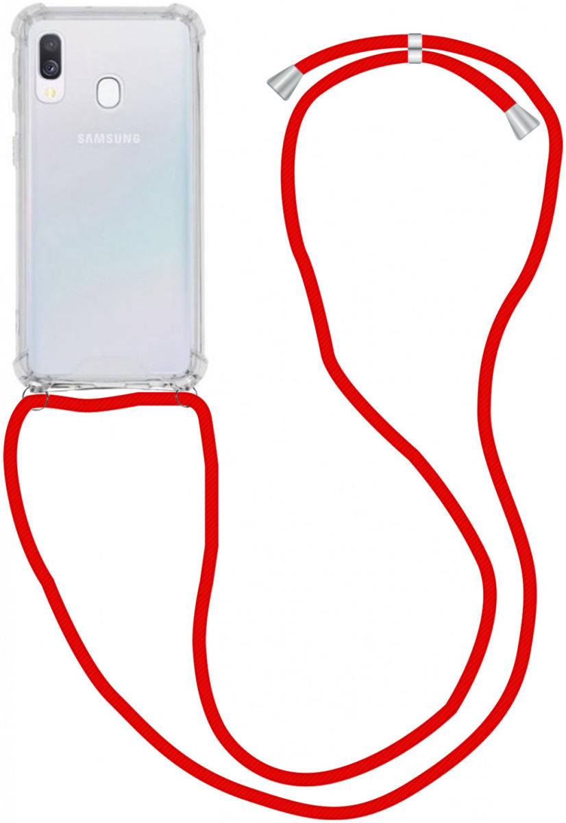 Samsung Galaxy A40 Hoesje Back Cover met Koord Rood afbeelding 1