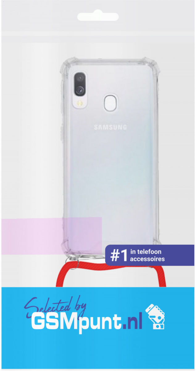 Samsung Galaxy A40 Hoesje Back Cover met Koord Rood afbeelding 2