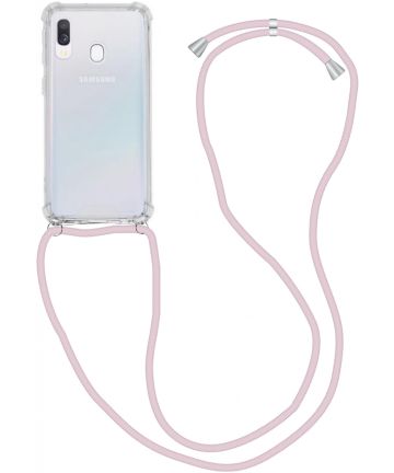 Samsung Galaxy A40 Hoesje Back Cover met Koord Roze Goud Hoesjes