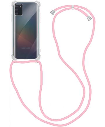 Samsung Galaxy A41 Hoesje Back Cover met Koord Roze Hoesjes