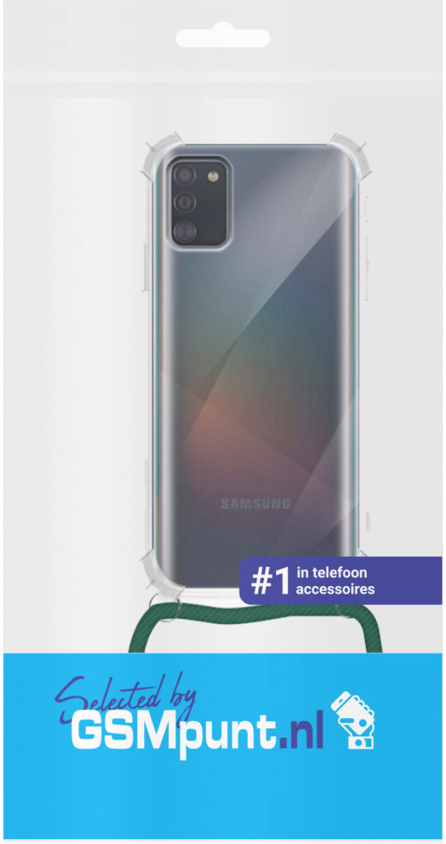 Samsung Galaxy A41 Hoesje Back Cover met Koord Donker Groen afbeelding 2