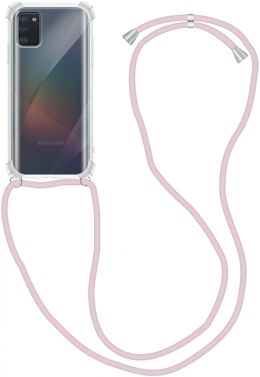 Samsung Galaxy A41 Hoesje Back Cover met Koord Roze Goud afbeelding 1