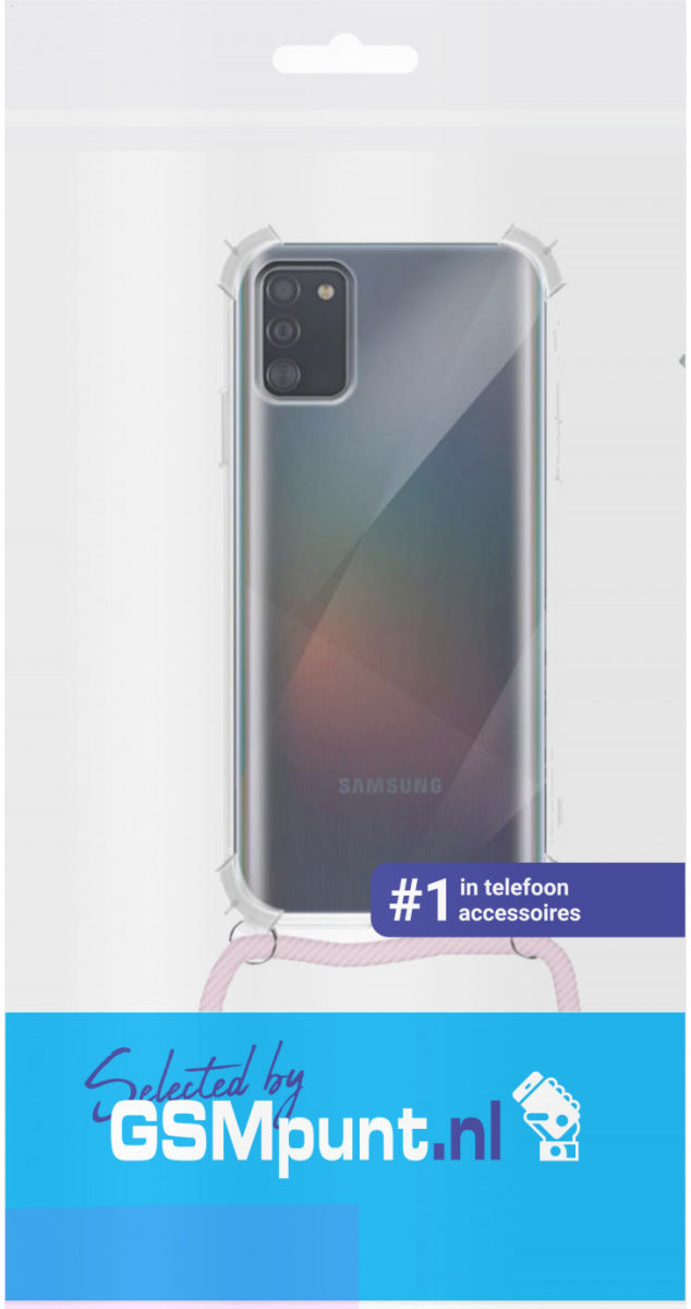 Samsung Galaxy A41 Hoesje Back Cover met Koord Roze Goud afbeelding 2