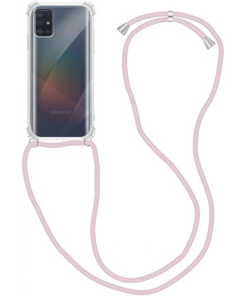Samsung Galaxy A51 Hoesje Back Cover met Koord Roze Goud Hoesjes