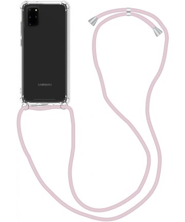 Samsung Galaxy A71 Hoesje Back Cover met Koord Roze Goud Hoesjes