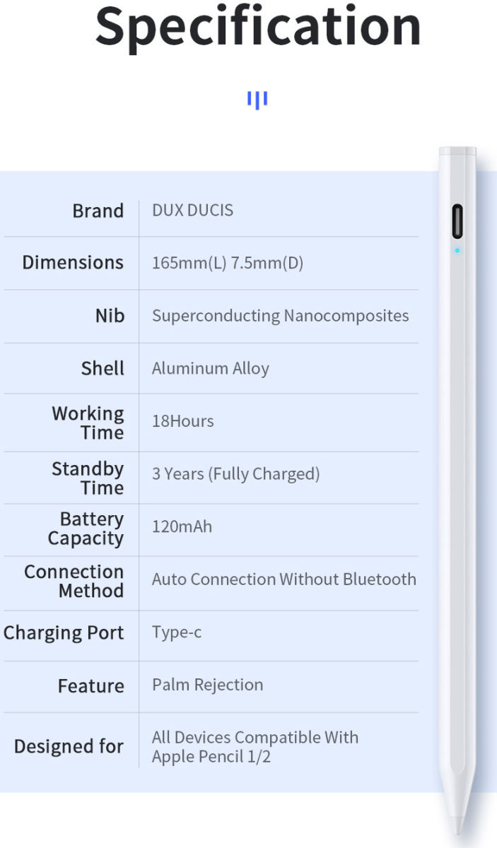 Dux Ducis iPad Stylus Pen Classic Wit afbeelding 14