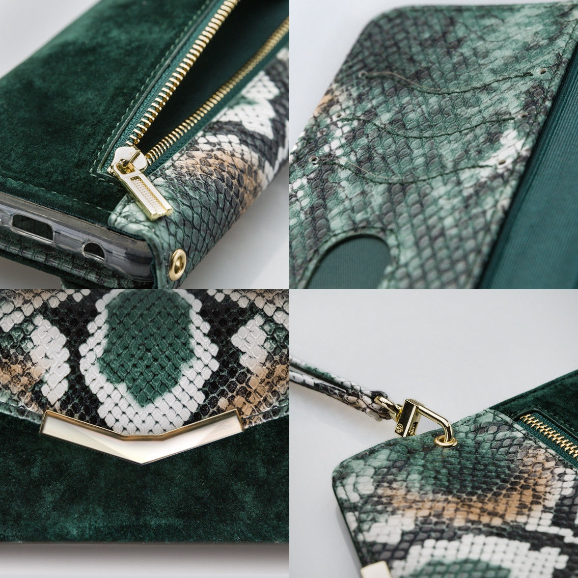 Mobilize Velvet Clutch Apple iPhone 12 / 12 Pro Hoesje Green Snake afbeelding 8