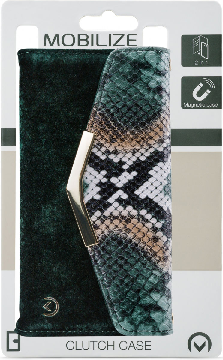 Mobilize Velvet Clutch Apple iPhone 12 / 12 Pro Hoesje Green Snake afbeelding 7