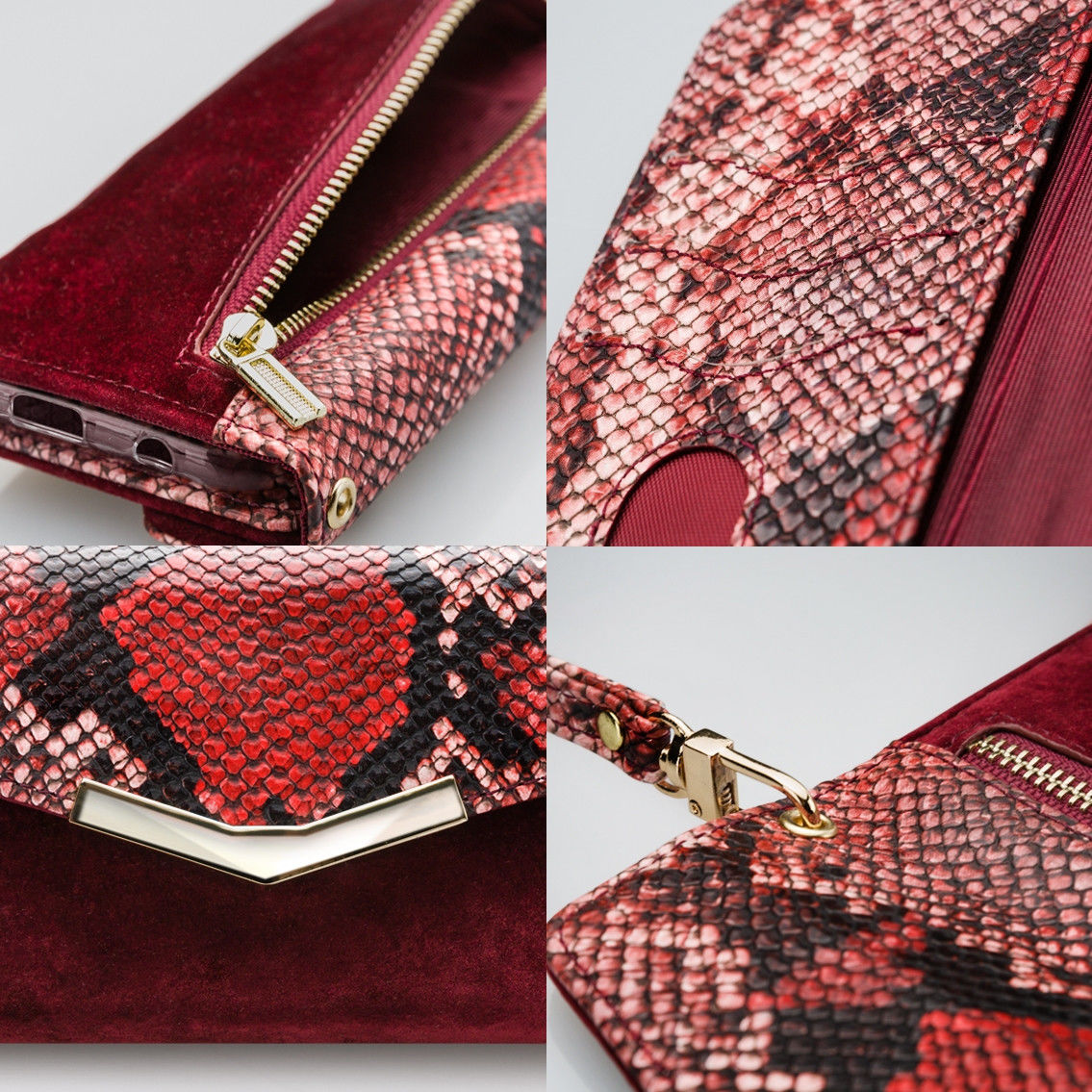 Mobilize Velvet Clutch Apple iPhone 12 / 12 Pro Hoesje Red Snake afbeelding 7