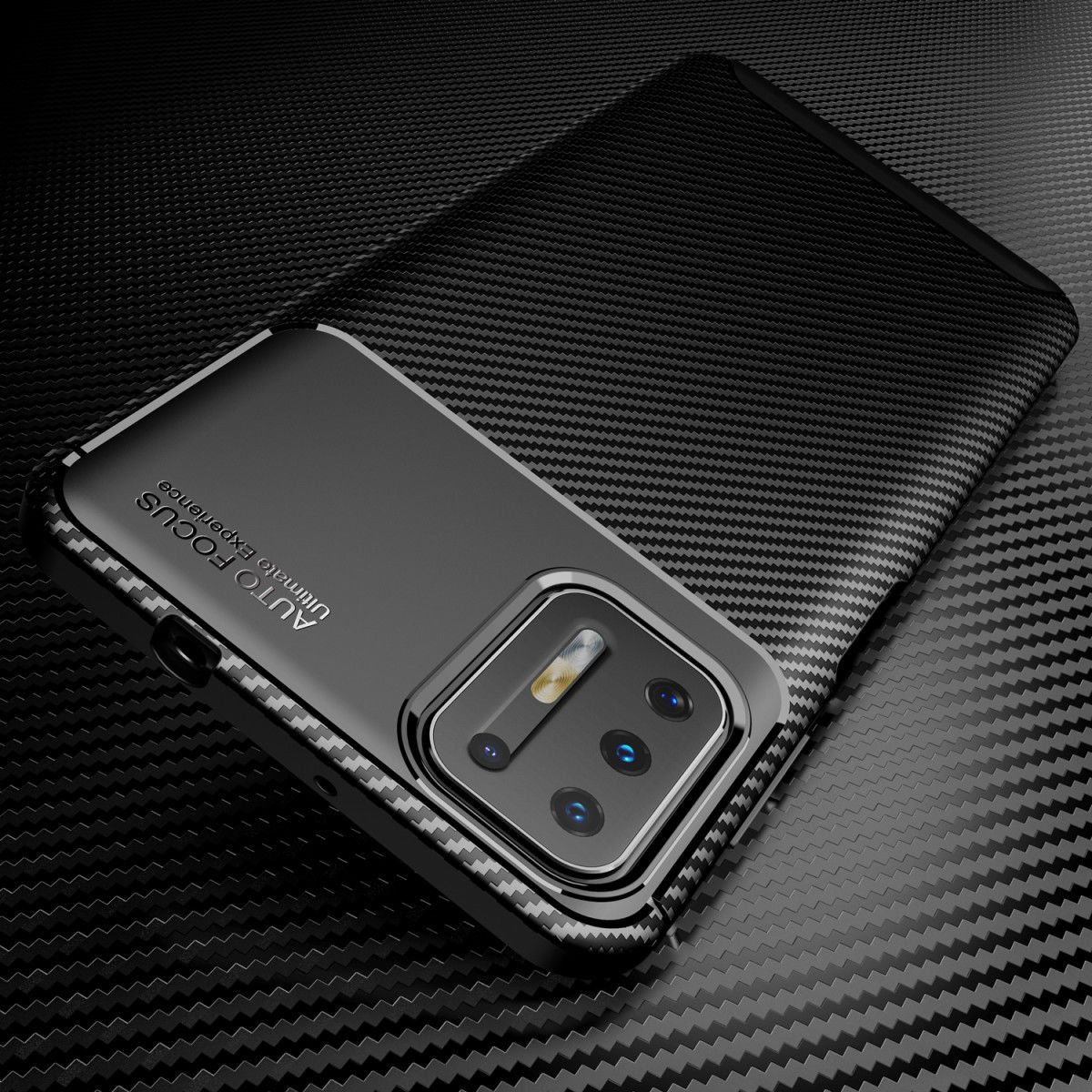 Motorola Moto G9 Plus Hoesje Siliconen Carbon Back Cover Zwart afbeelding 6