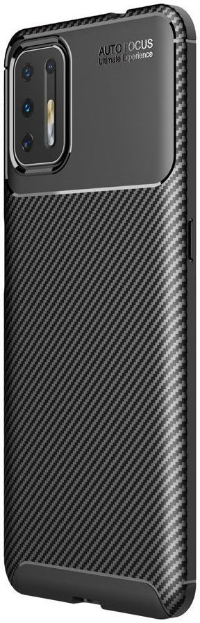 Motorola Moto G9 Plus Hoesje Siliconen Carbon Back Cover Zwart afbeelding 1