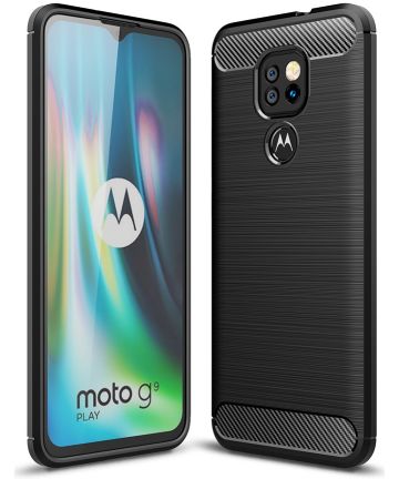 Motorola Moto G9 Play / Moto E7 Plus Siliconen Carbon Hoesje Zwart Hoesjes