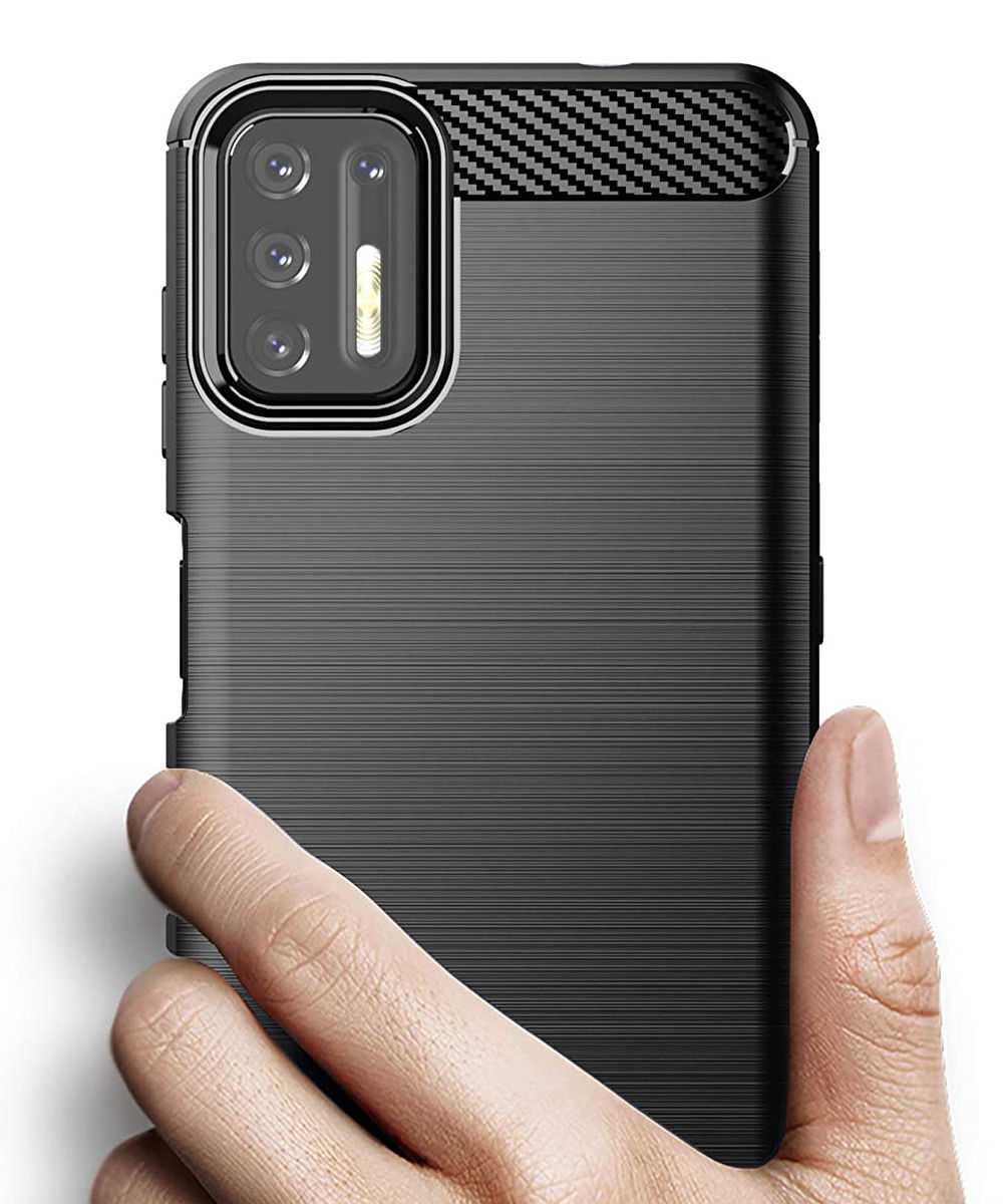 Motorola Moto G9 Plus Hoesje Geborsteld TPU Zwart afbeelding 2