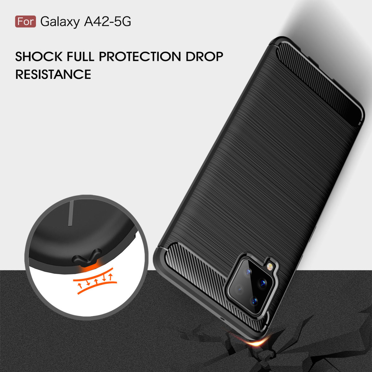 Samsung Galaxy A42 Hoesje Geborsteld TPU Flexibele Back Cover Zwart afbeelding 8