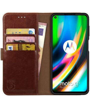 Rosso Element Motorola Moto G9 Plus Hoesje Book Cover Bruin Hoesjes