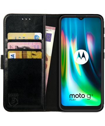 Rosso Element Motorola Moto G9 Play / E7 Plus Hoesje Book Cover Zwart Hoesjes
