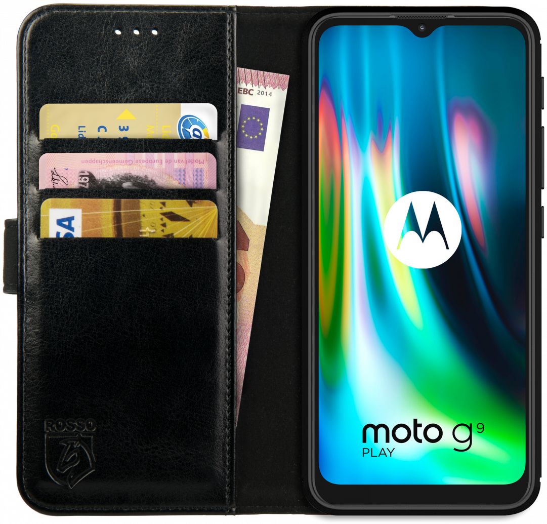 Rosso Element Motorola Moto G9 Play / E7 Plus Hoesje Book Cover Zwart afbeelding 1