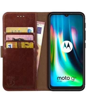Rosso Element Motorola Moto G9 Play / E7 Plus Hoesje Book Cover Bruin Hoesjes