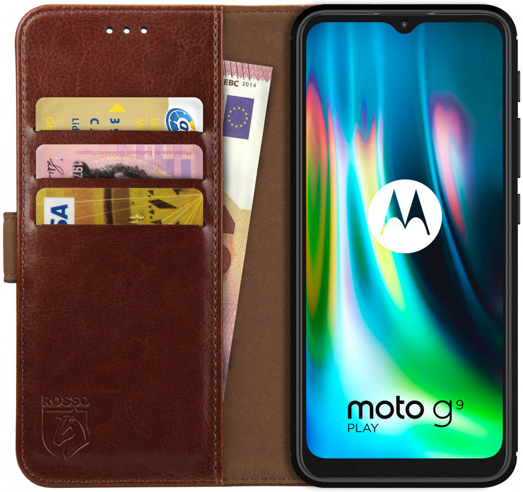 Rosso Element Motorola Moto G9 Play / E7 Plus Hoesje Book Cover Bruin afbeelding 1