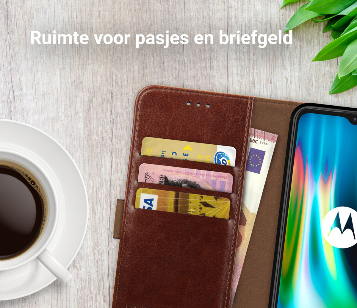 Rosso Element Motorola Moto G9 Play / E7 Plus Hoesje Book Cover Bruin afbeelding 9