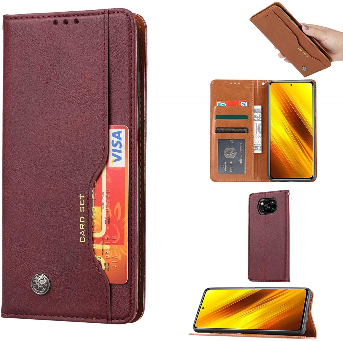 Xiaomi Poco X3/X3 Pro Hoesje Portemonnee Book Case Kunstleer Bordeaux afbeelding 5