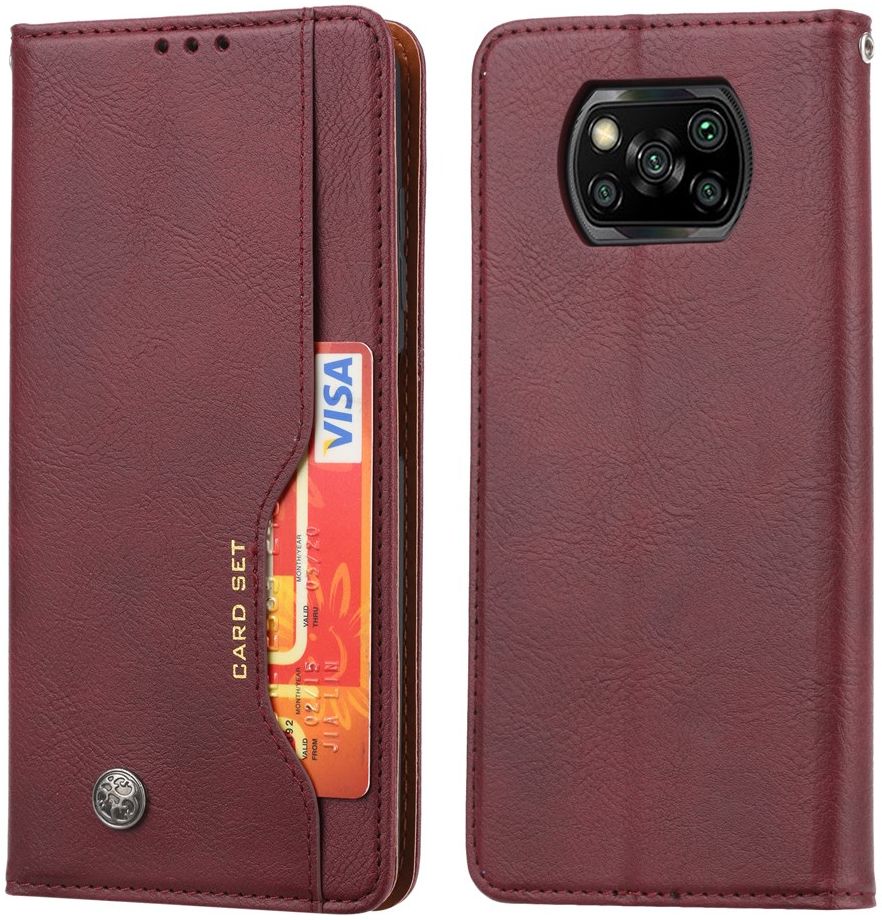Xiaomi Poco X3/X3 Pro Hoesje Portemonnee Book Case Kunstleer Bordeaux afbeelding 4