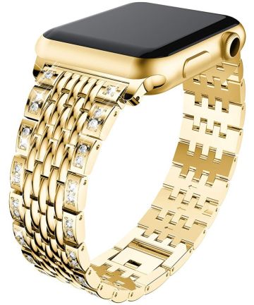 Apple Watch 41MM / 40MM / 38MM Bandje Roestvrij Staal met Diamantjes Goud Bandjes