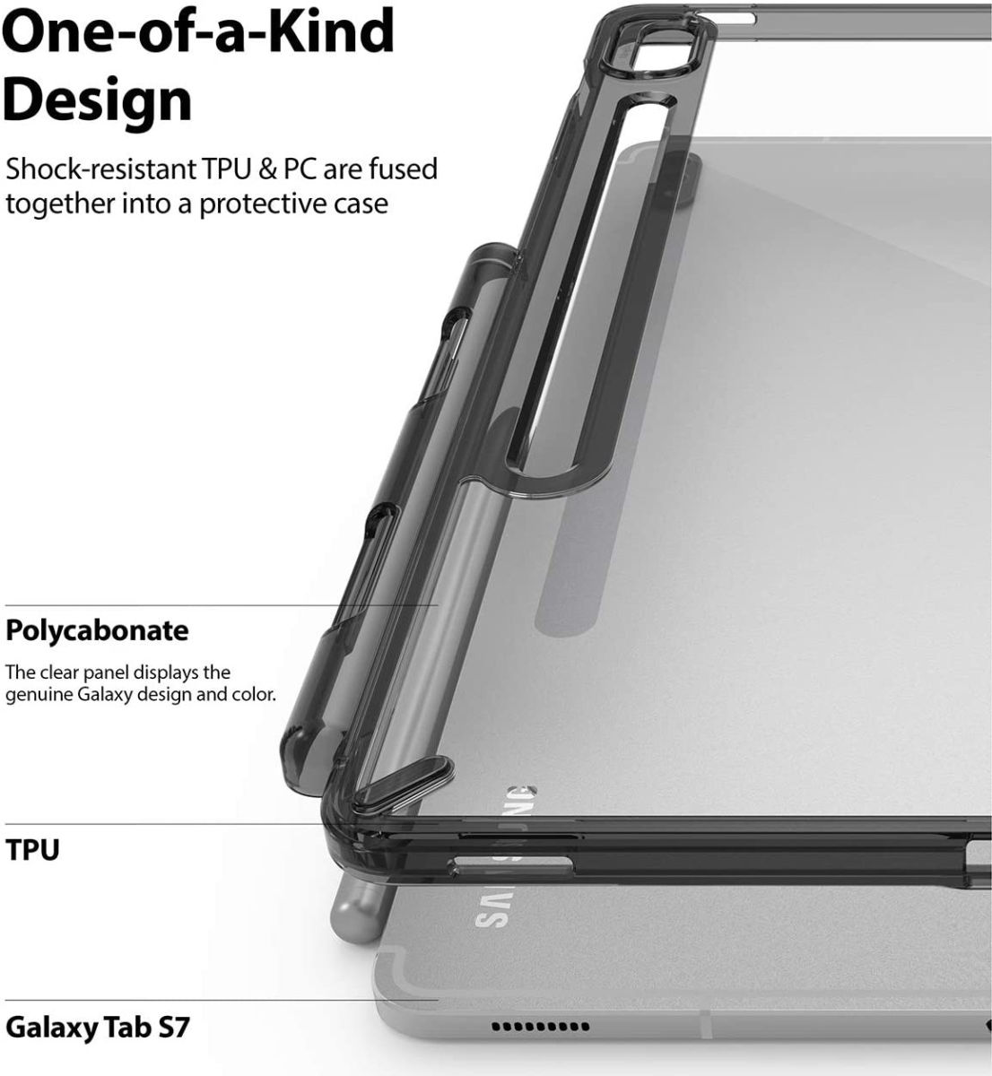 Ringke Fusion Samsung Galaxy Tab S7 Hoes Smoke Black afbeelding 10