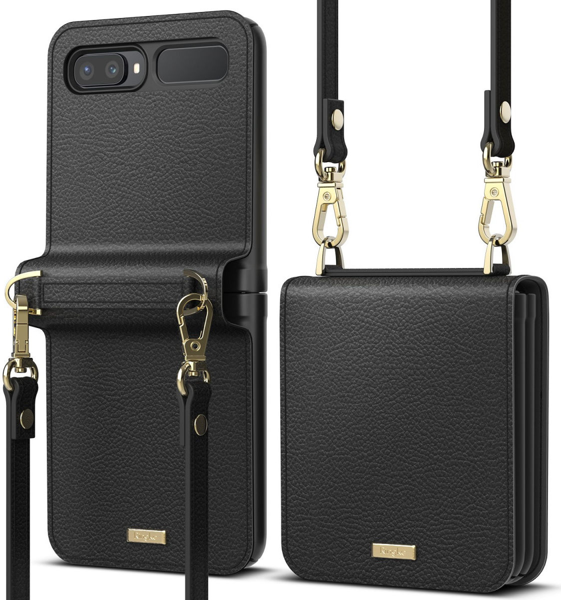 Ringke Folio Signature Samsung Galaxy Z Flip Hoesje met Koord Zwart afbeelding 1