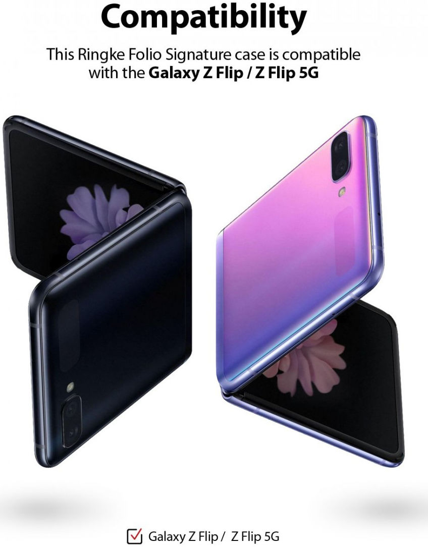 Ringke Folio Signature Samsung Galaxy Z Flip Hoesje met Koord Zwart afbeelding 12