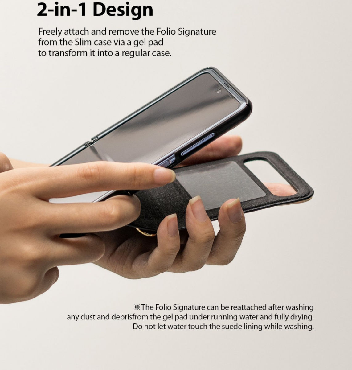 Ringke Folio Signature Samsung Galaxy Z Flip Hoesje met Koord Zwart afbeelding 9