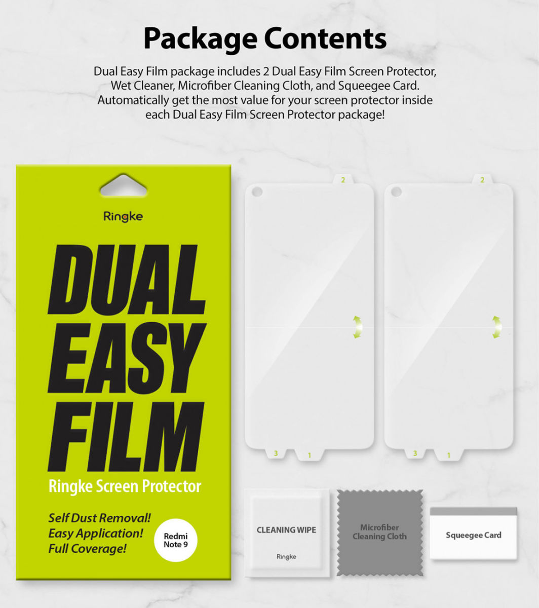Ringke Dual Easy Wing Xiaomi Redmi Note 9 Screenprotector (Duo Pack) afbeelding 8