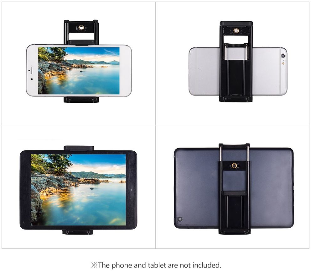 Telefoon en Tablet Houder Adapter voor Tripod en Selfiestick Zwart afbeelding 2