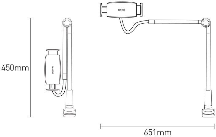 Baseus 360° Verstelbare Tablet en Telefoonhouder Bureau en Bed Grijs afbeelding 19