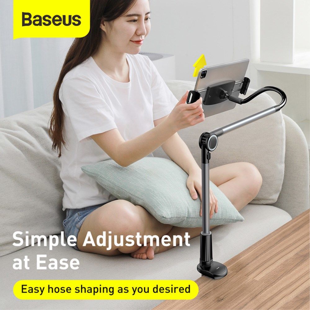 Baseus 360° Verstelbare Tablet en Telefoonhouder Bureau en Bed Grijs afbeelding 13
