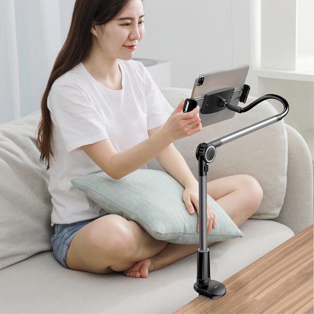 Baseus 360° Verstelbare Tablet en Telefoonhouder Bureau en Bed Grijs afbeelding 7