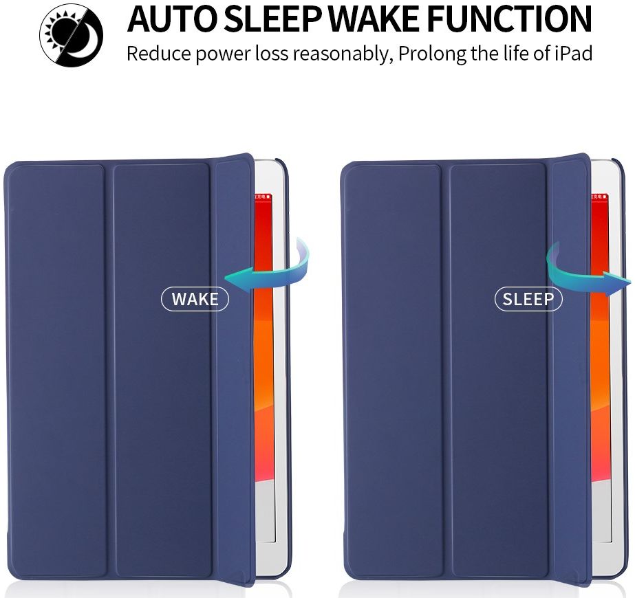 iPad 10.2 2019 / 2020 / 2021 Tri-Fold Book Case met Standaard Blauw afbeelding 2