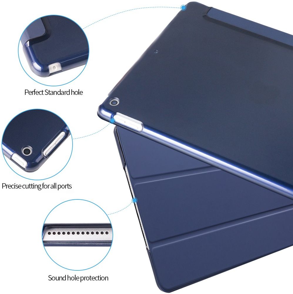 iPad 10.2 2019 / 2020 / 2021 Tri-Fold Book Case met Standaard Blauw afbeelding 4