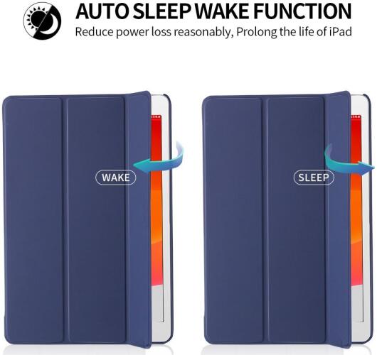 iPad 10.2 2019 / 2020 / 2021 Tri-Fold Book Case met Standaard Blauw afbeelding 2