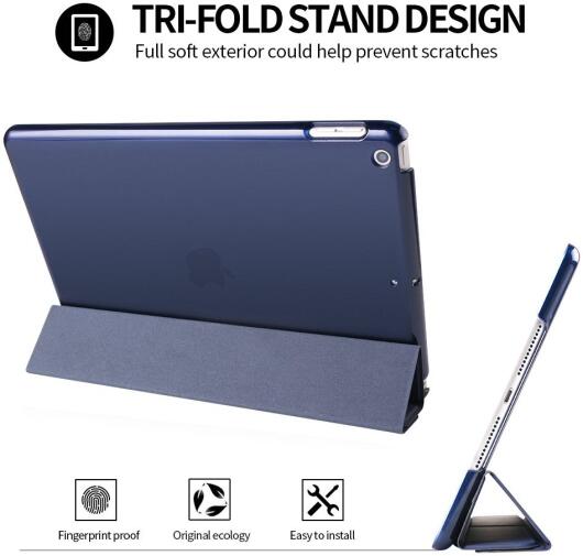 iPad 10.2 2019 / 2020 / 2021 Tri-Fold Book Case met Standaard Blauw afbeelding 5
