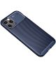 Apple iPhone 12 / 12 Pro Hoesje Siliconen Carbon Back Cover Blauw