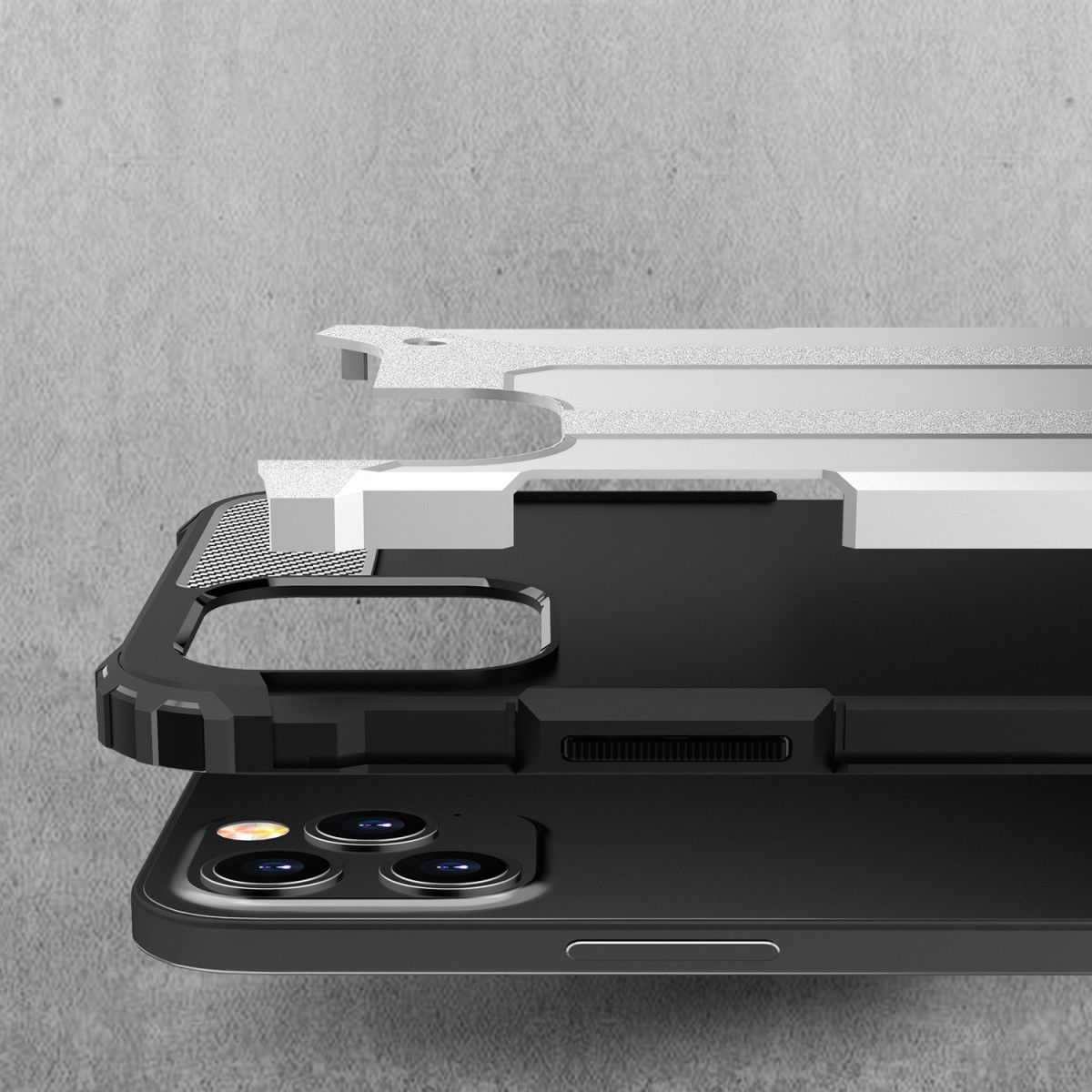 Apple iPhone 12 Pro Max Hoesje Shockproof Hybride Backcover Zilver afbeelding 7