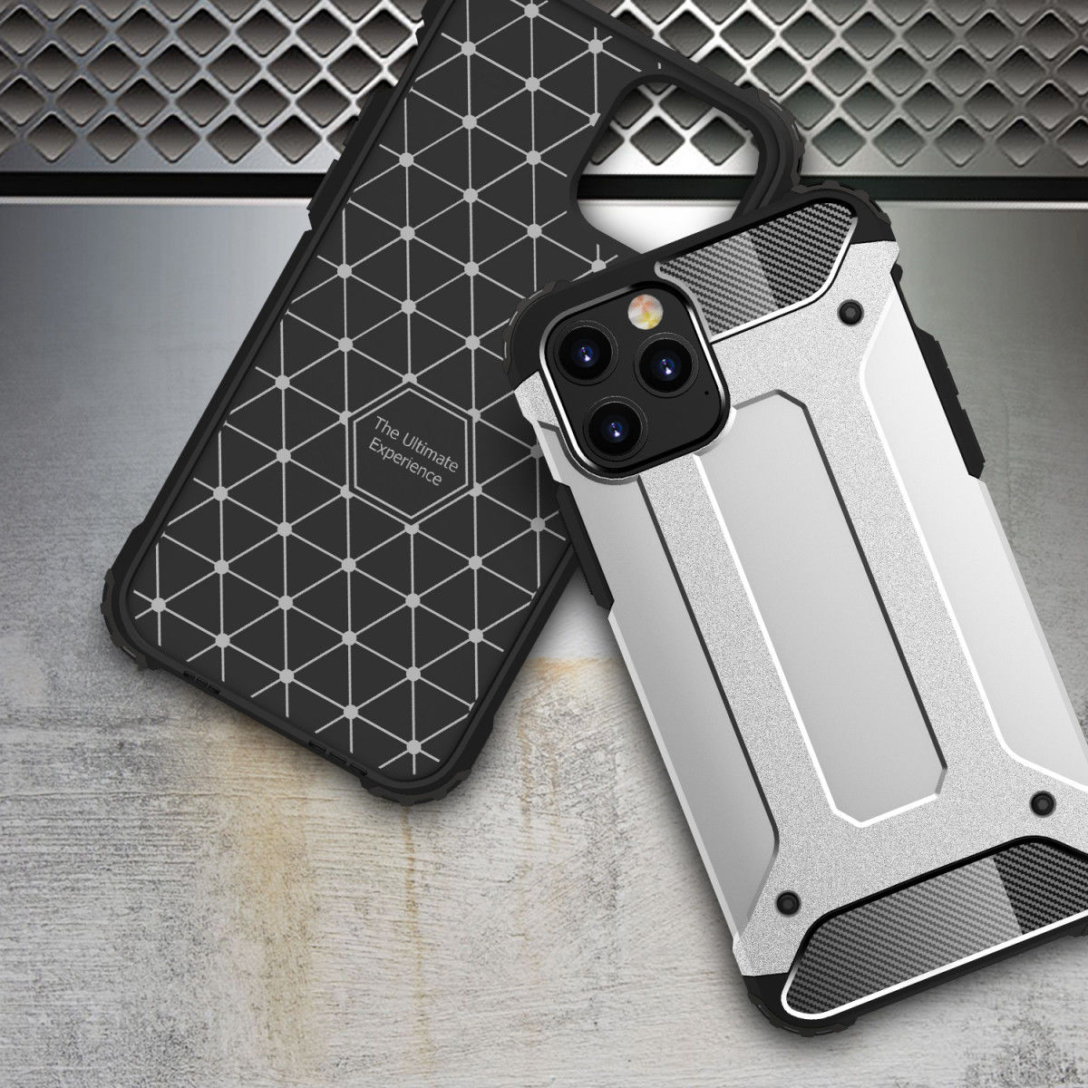 Apple iPhone 12 Pro Max Hoesje Shockproof Hybride Backcover Zilver afbeelding 8