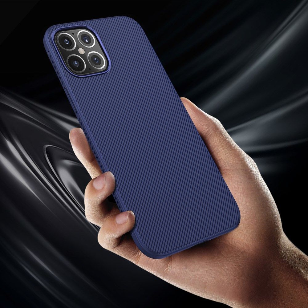 Apple iPhone 12 Mini Hoesje Twill Slim Textuur Back Cover Donker Blauw afbeelding 4