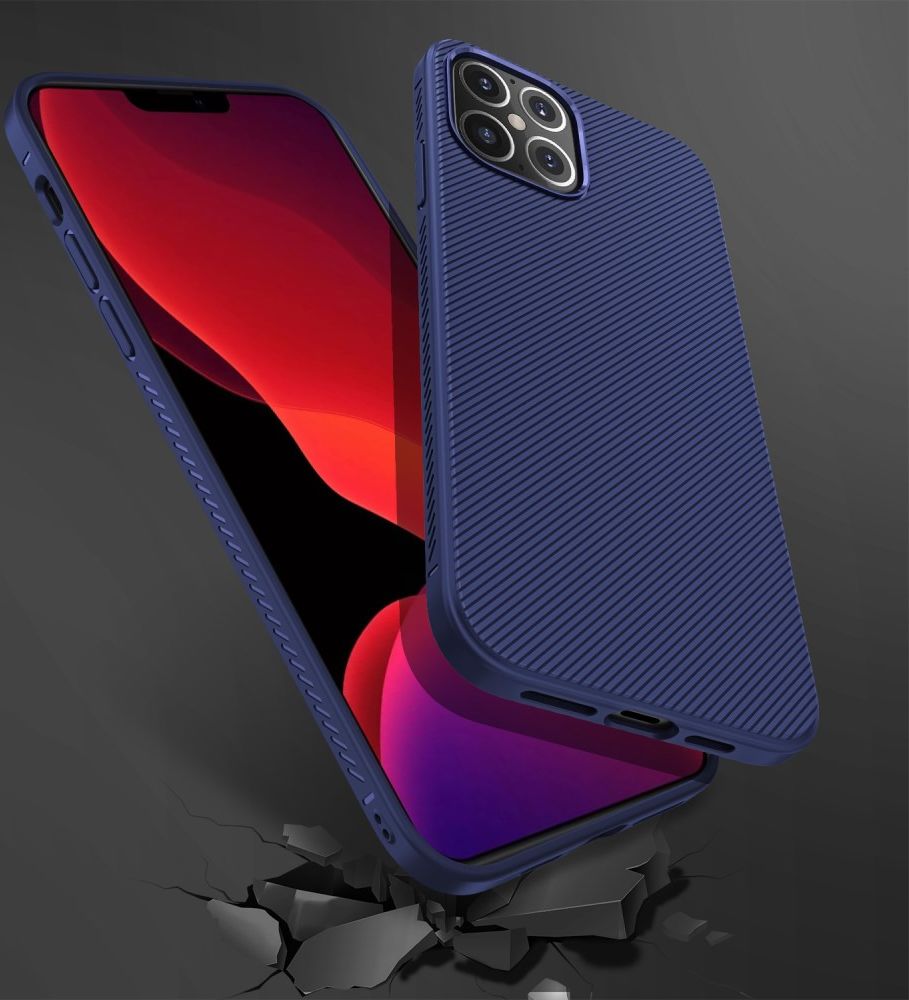 Apple iPhone 12 Mini Hoesje Twill Slim Textuur Back Cover Donker Blauw afbeelding 5